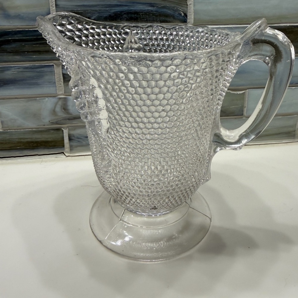 EAPG popcorn pattern pressed glass creamer pitcher